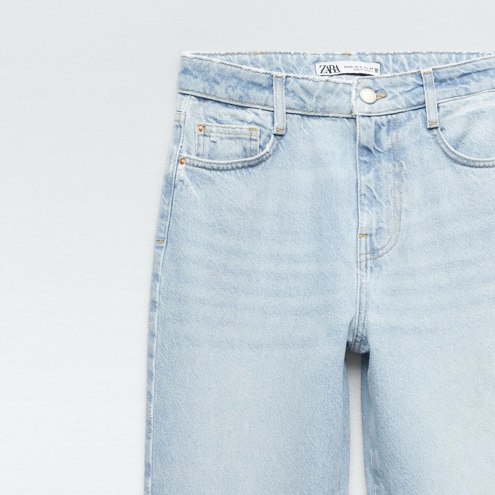 Zara Z1975 HIGH-RISE STRAIGHT JEANS light wash - Picture 8 of 14